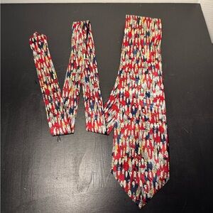 Vintage Tie polo 1990s Necktie Handmade Silk Kitschy Crowd People Faces Cartoon